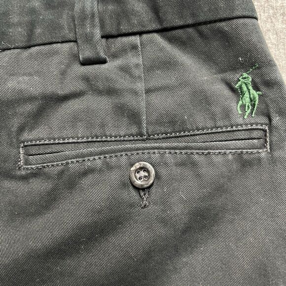 Polo Ralph Lauren Pants Men 35x32 (Actual 34x30.5) Black Flat Front Pony Cotton - Picture 8 of 11